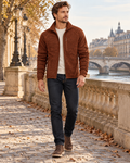Crisanto Men's Fleece Jacket, Lightweight – Full-Zip Stand-Collar Casual Coat