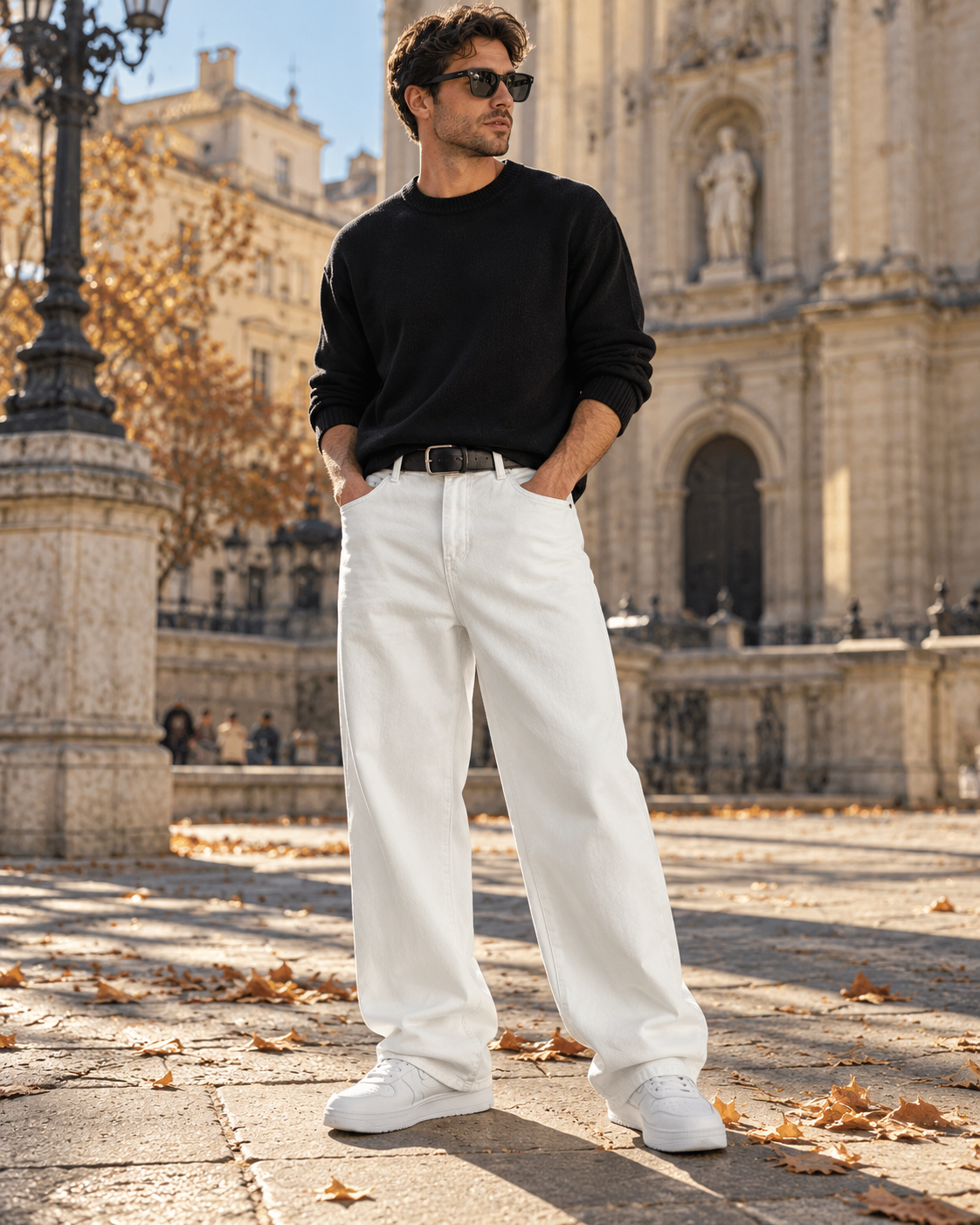 Nikolai Baggy Wide-Leg Denim Jeans for Men – 340 GSM Stretch-Blend Denim, Relaxed Streetwear Fit