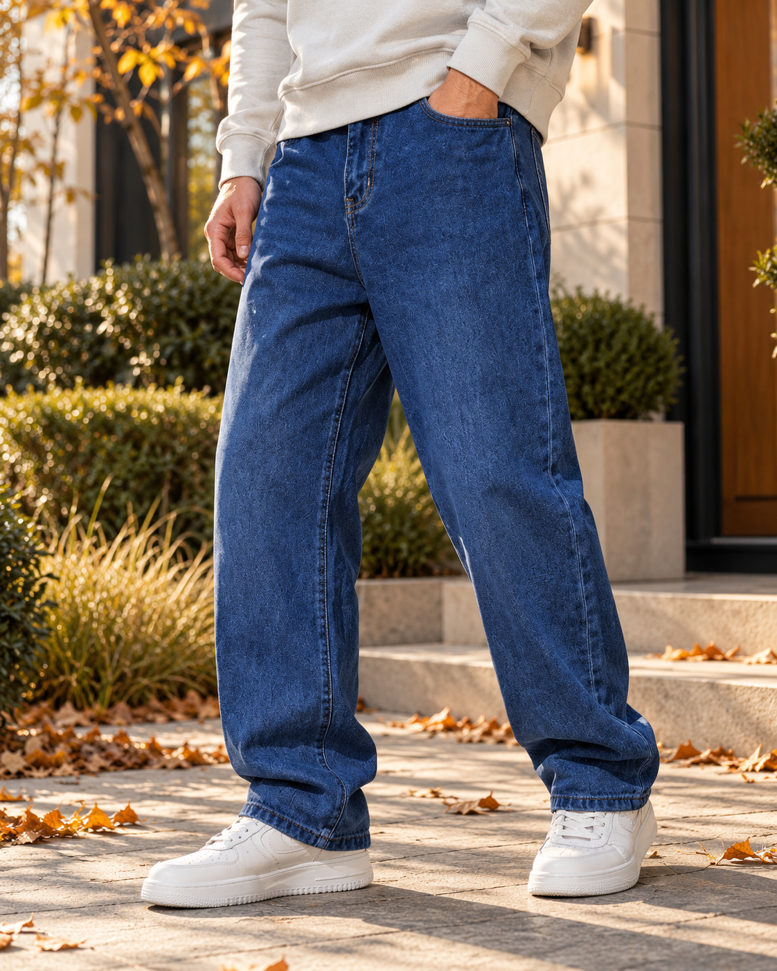 Nikolai Baggy Wide-Leg Denim Jeans for Men – 340 GSM Stretch-Blend Denim, Relaxed Streetwear Fit
