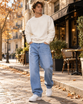 Nikolai Baggy Wide-Leg Denim Jeans for Men – 340 GSM Stretch-Blend Denim, Relaxed Streetwear Fit