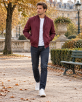 Cassian Lightweight Bomber Jacket for Men – Classic Ribbed Finish with Pockets, Full-Zip Windbreaker