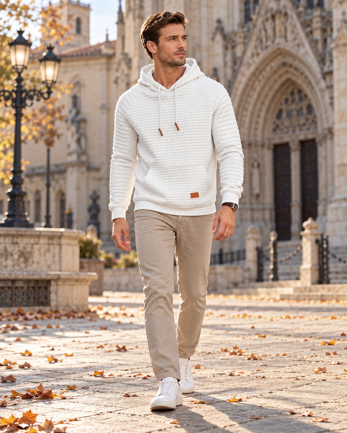 Harvey Men's Textured Casual Hoodie - Pullover with Drawstring Hood and Kangaroo Pocket