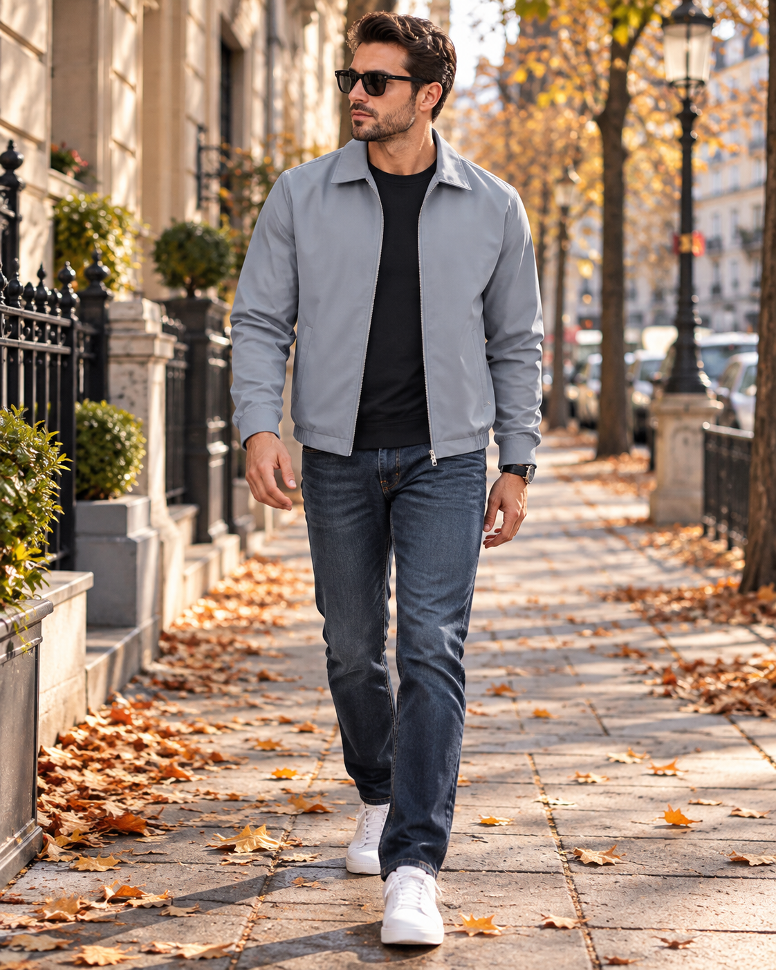 Samuel Men's Lightweight Windproof Full-Zip Jacket and Laydown Collar and Zip Pockets
