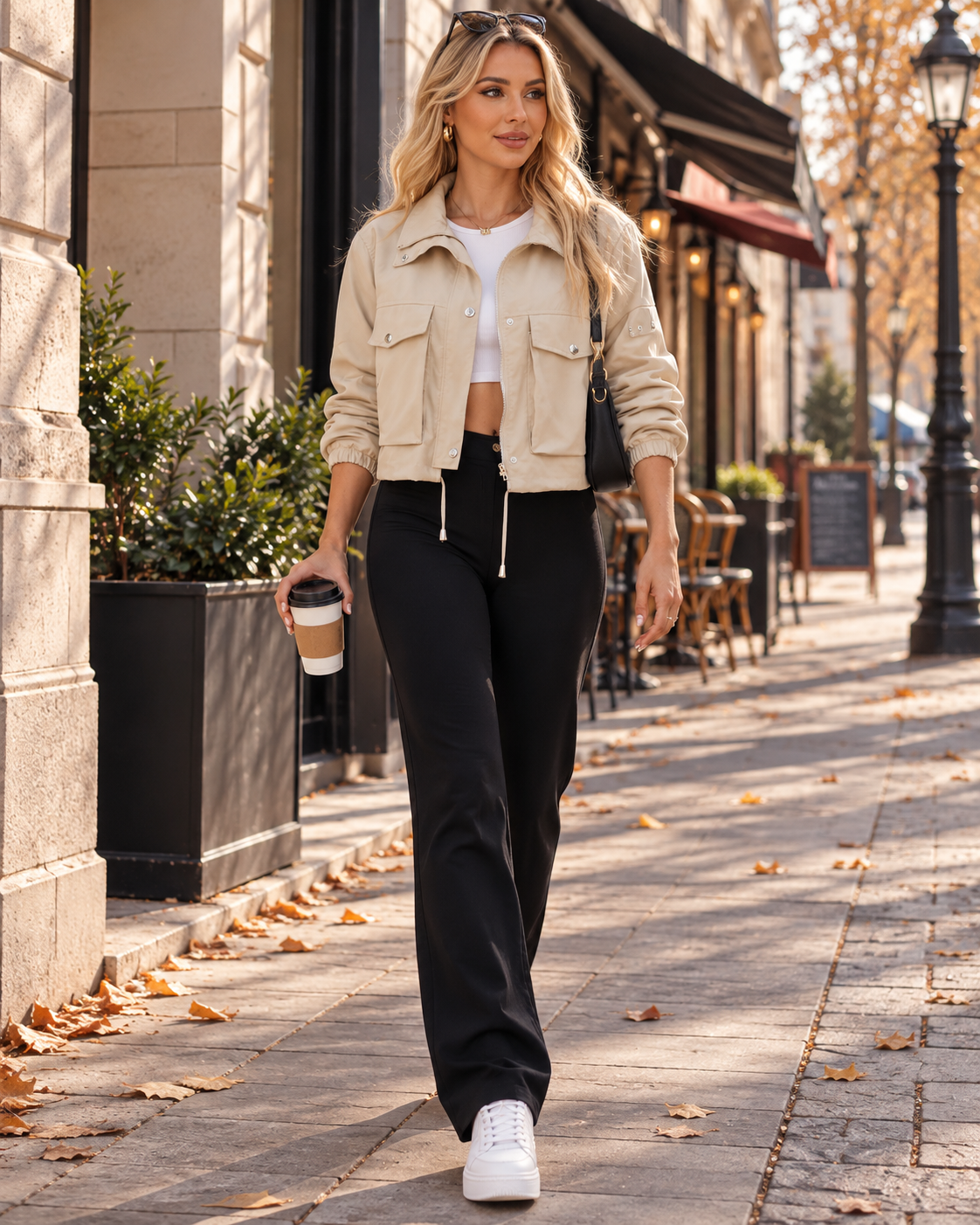 Bianca Women's Short-Cut Lightweight Cargo Jacket Complete with Zip Front and Utility Pockets