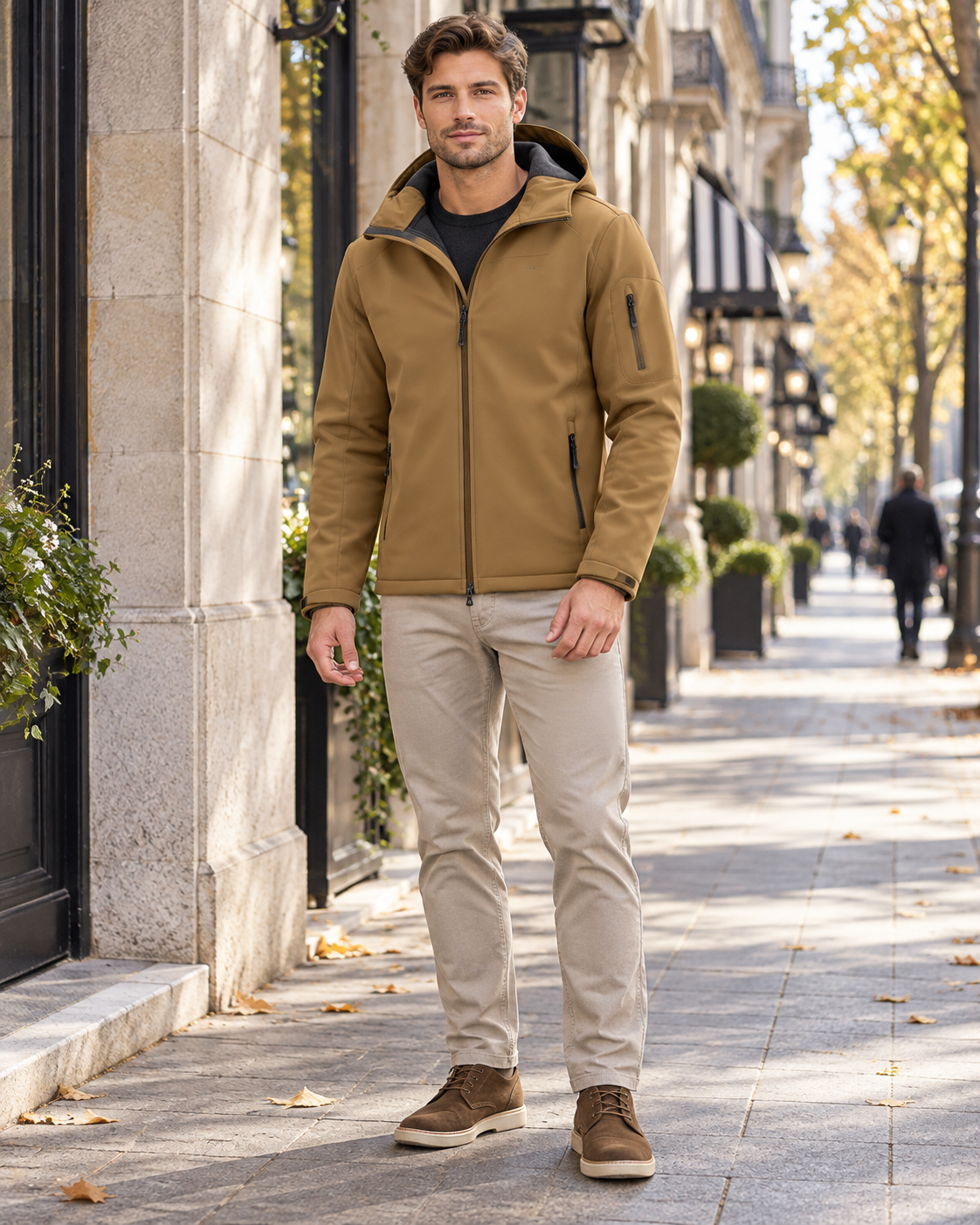 Rafael Men Hooded Softshell Jacket with Waterproof Fleece-Lined Design - Modern Essential