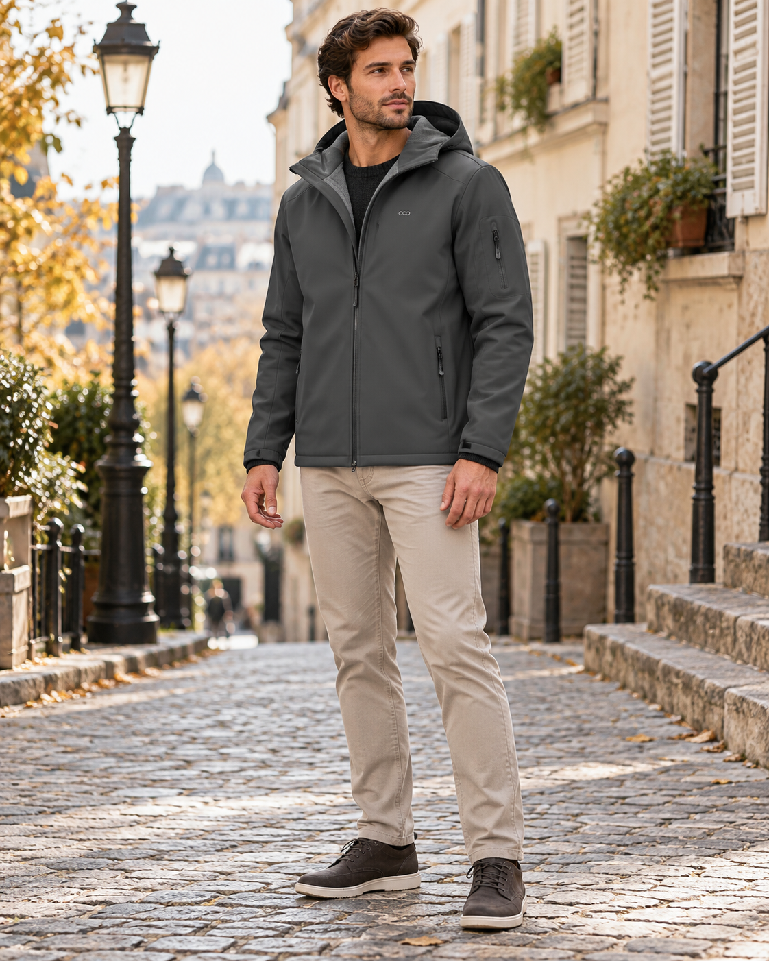 Rafael Men Hooded Softshell Jacket with Waterproof Fleece-Lined Design - Modern Essential