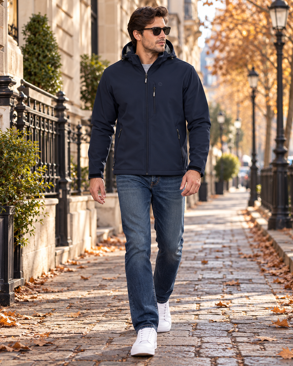 Uriel Men's Water-Resistant Fleece-Lined Hooded Softshell Jacket and Five Pockets