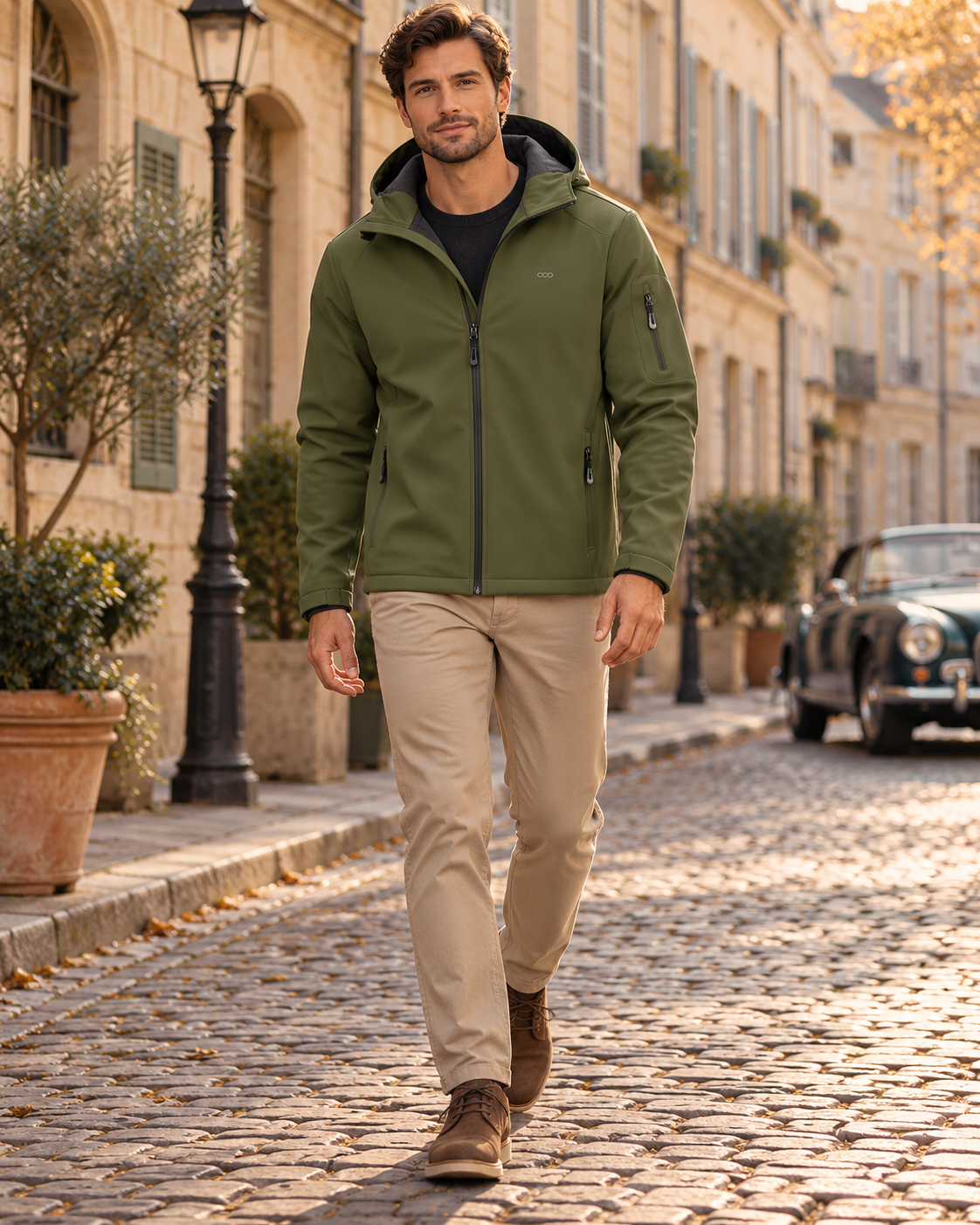 Rafael Men Hooded Softshell Jacket with Waterproof Fleece-Lined Design - Modern Essential