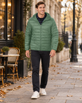 Yohan Men's Packable Puffer Jacket with Hood, Zip Hand Pockets and Water-Resistant Shell