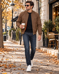 Felix Men's Military Quilted Bomber Jacket – Warm Full Zip Winter Coat with Pockets