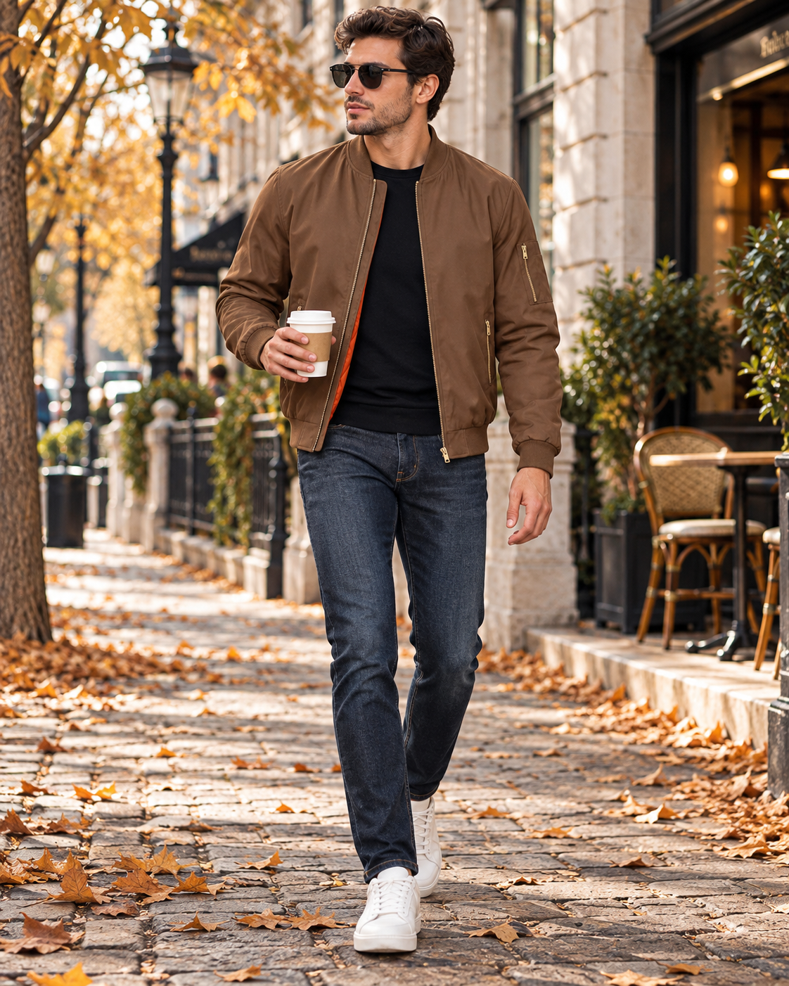Felix Men's Military Quilted Bomber Jacket – Warm Full Zip Winter Coat with Pockets