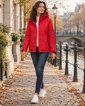 Carmina Women's Lightweight Waterproof Hooded Leaf Print Jacket featuring Zipper Pockets