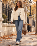 Rosalia Women's Chunky Knit Sweater Cardigan – Long Sleeve Button Down with Pockets