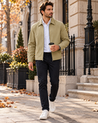 Alonzo Men's Cotton Blend Work Jacket – Full Zip Turndown Collar and Three Pockets