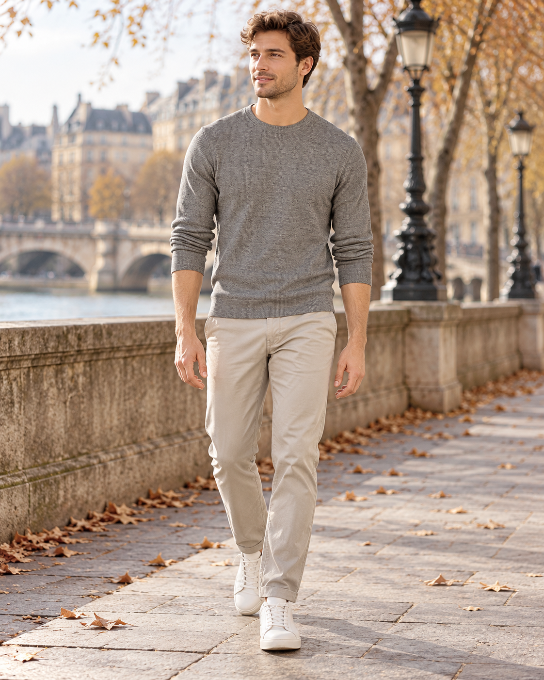 Gabriel Men's Long-Sleeved Crew-Neck Thermal in Soft, Lightweight Waffle-Knit Fabric