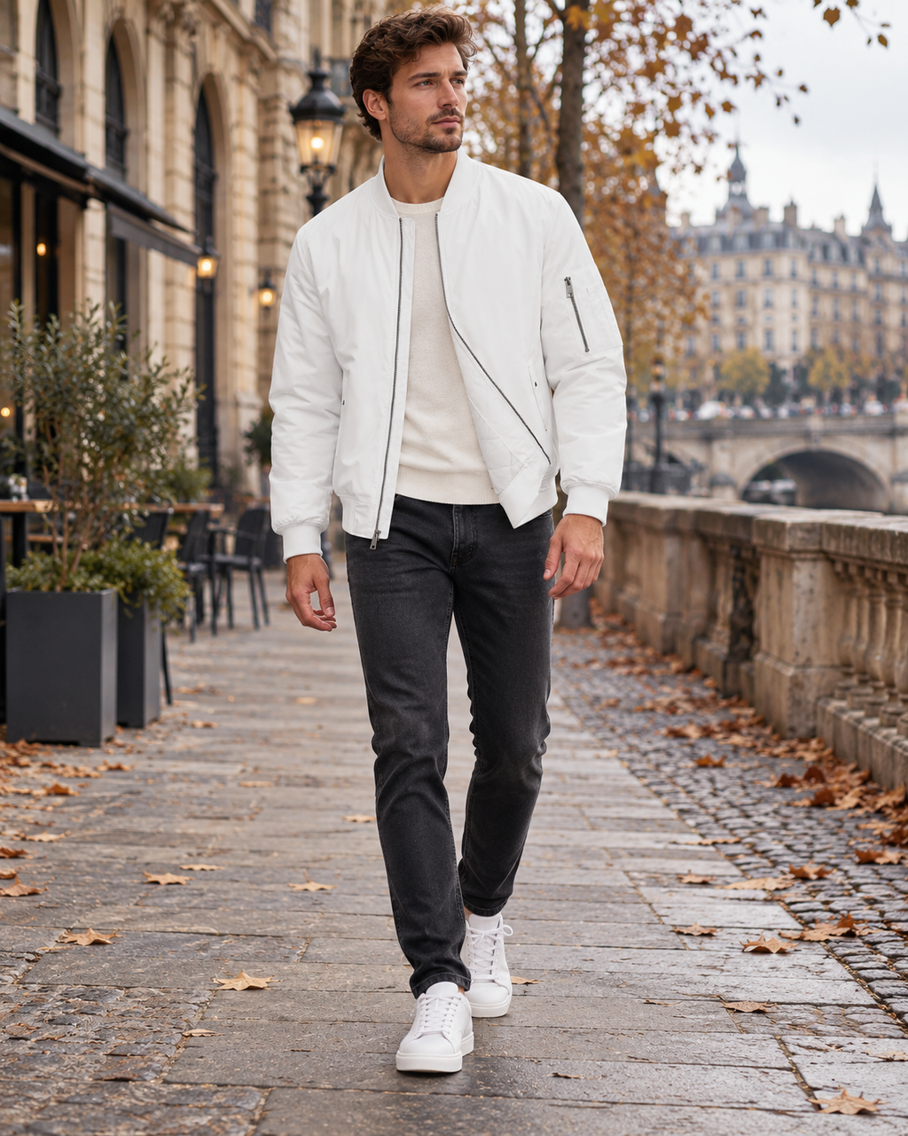 Kian Men's Easy-Light Waterproof Quilted Bomber Jacket Full Zip Winter Windbreaker