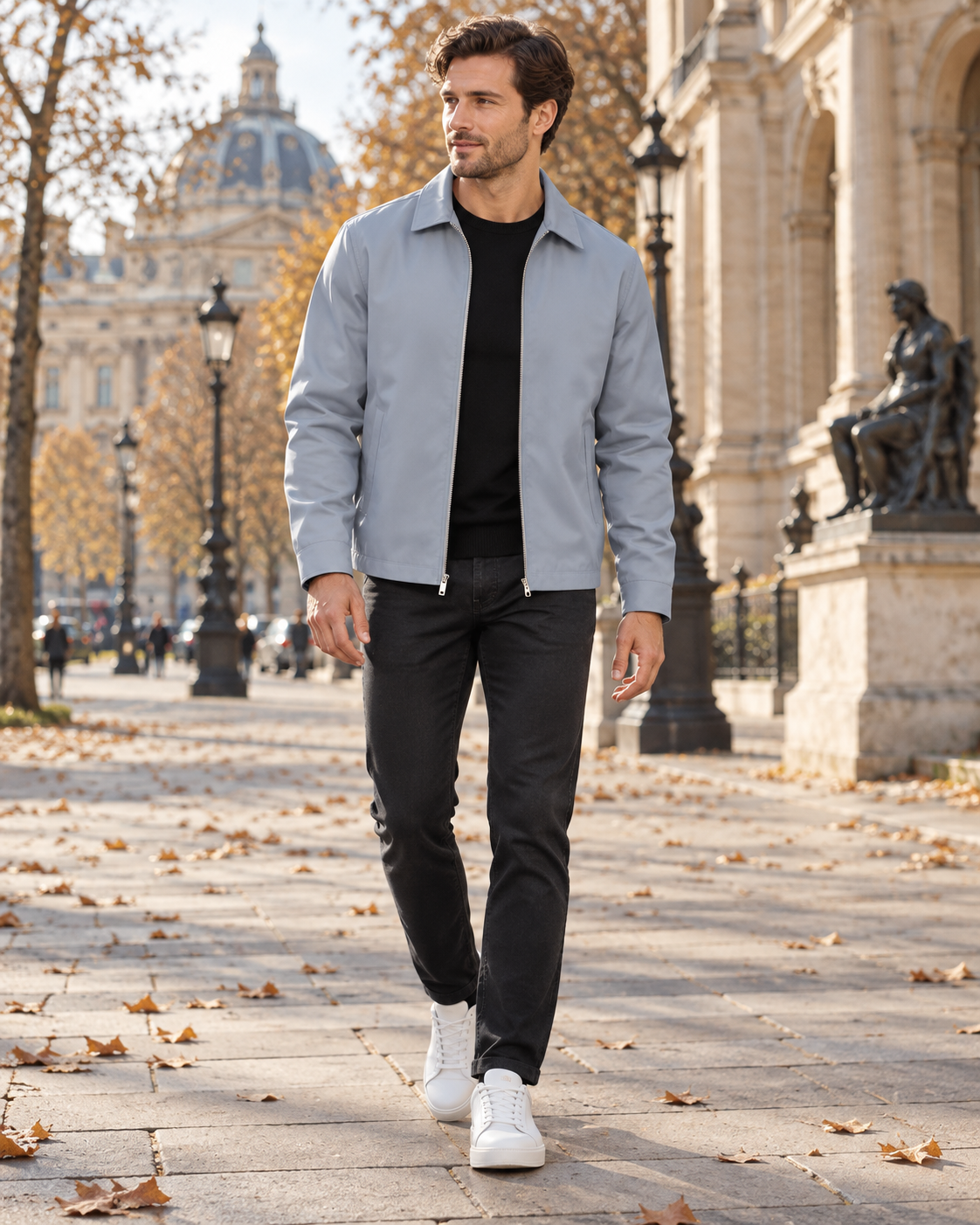Iñigo Men's Light Water-Repellent Windbreaker Full Zip Everyday Collared Jacket Daily