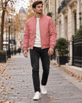 Darius Men's Light Bomber Jacket showcasing Ribbed Collar, Zip Closure and Handy Pockets