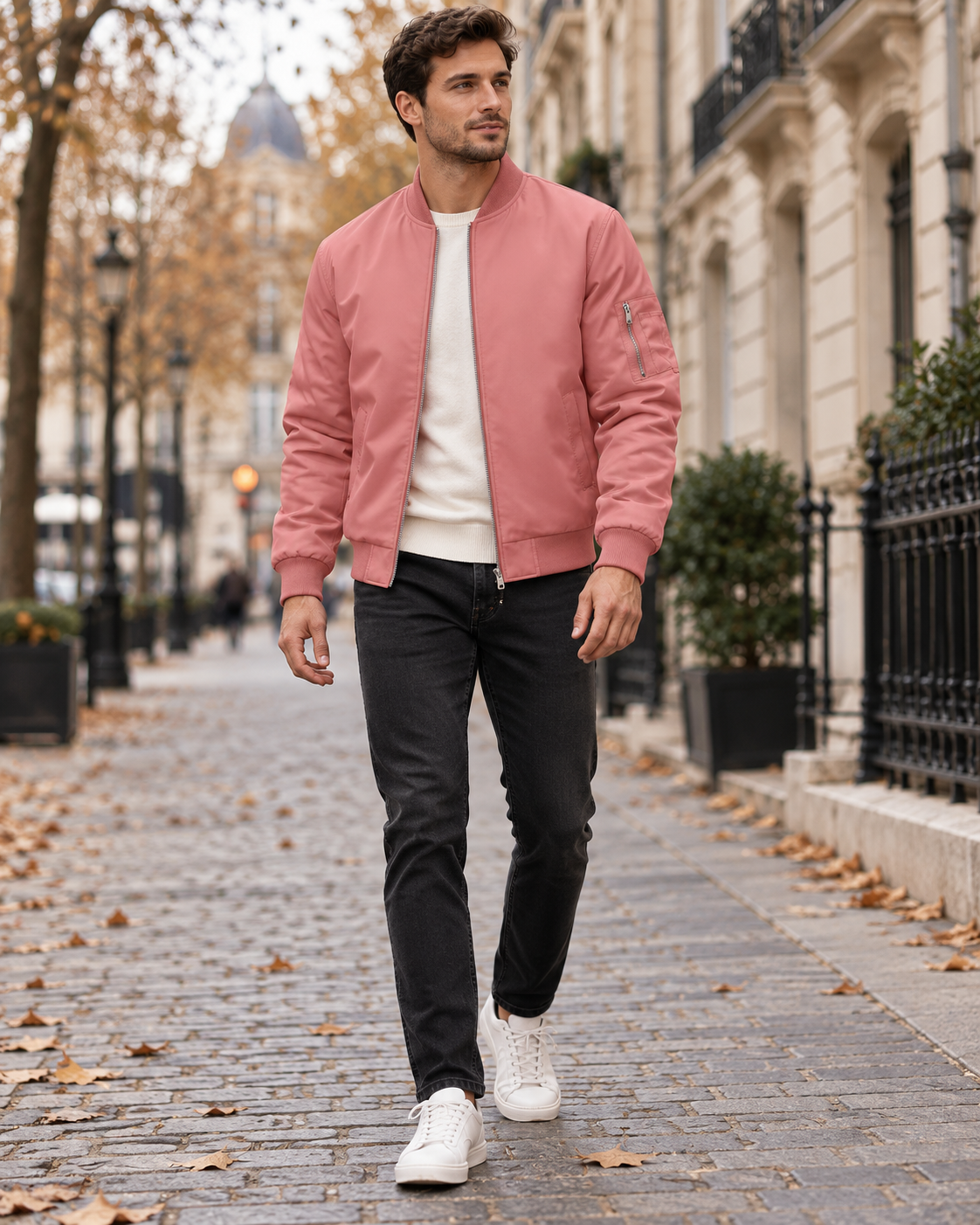 Darius Men's Light Bomber Jacket showcasing Ribbed Collar, Zip Closure and Handy Pockets
