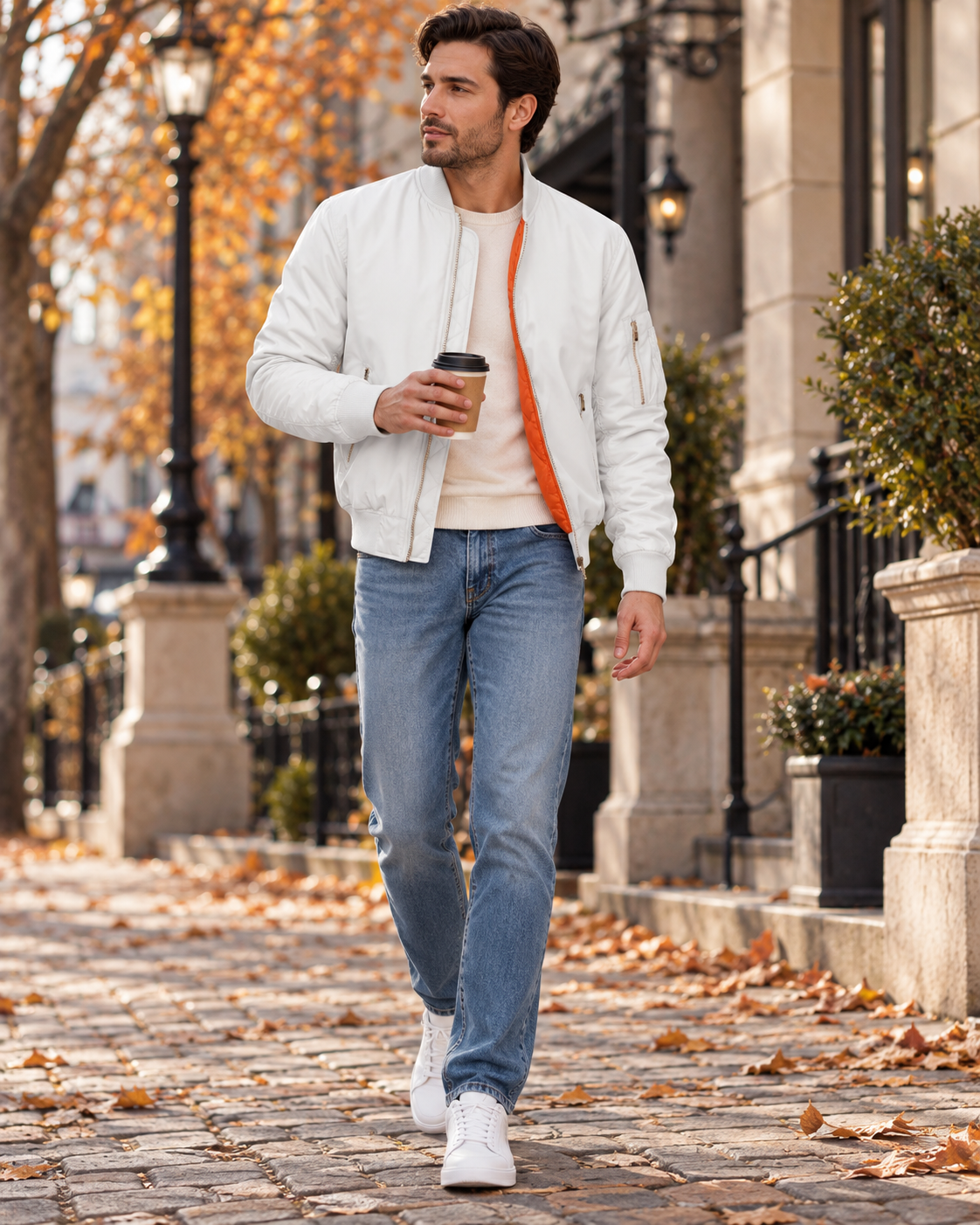 Felix Men's Military Quilted Bomber Jacket – Warm Full Zip Winter Coat with Pockets