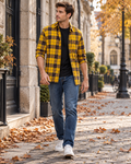 Miko Men's Button-Front Plaid Shirt with Brushed Cotton Flannel and a Single Chest Pocket