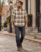Santino Men's Plaid Cotton Flannel Shirt with Plaid Pattern, Button Front, Chest Pocket