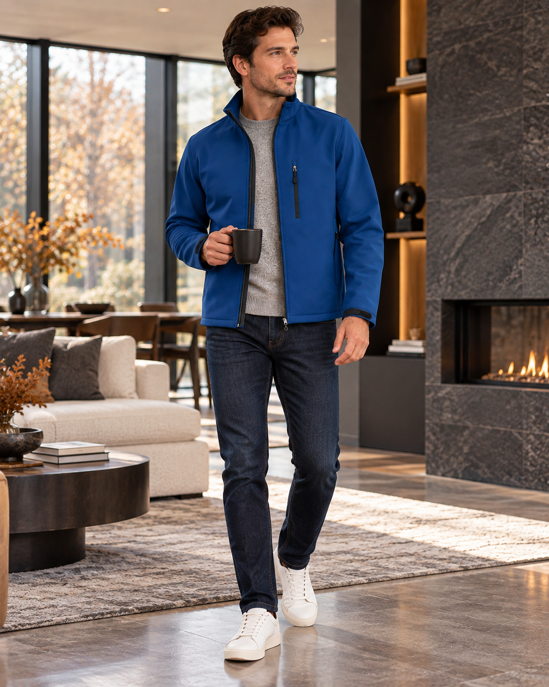 Ulric Men's Water-Resistant Softshell Jacket – Fleece Backed with Zippered Pockets