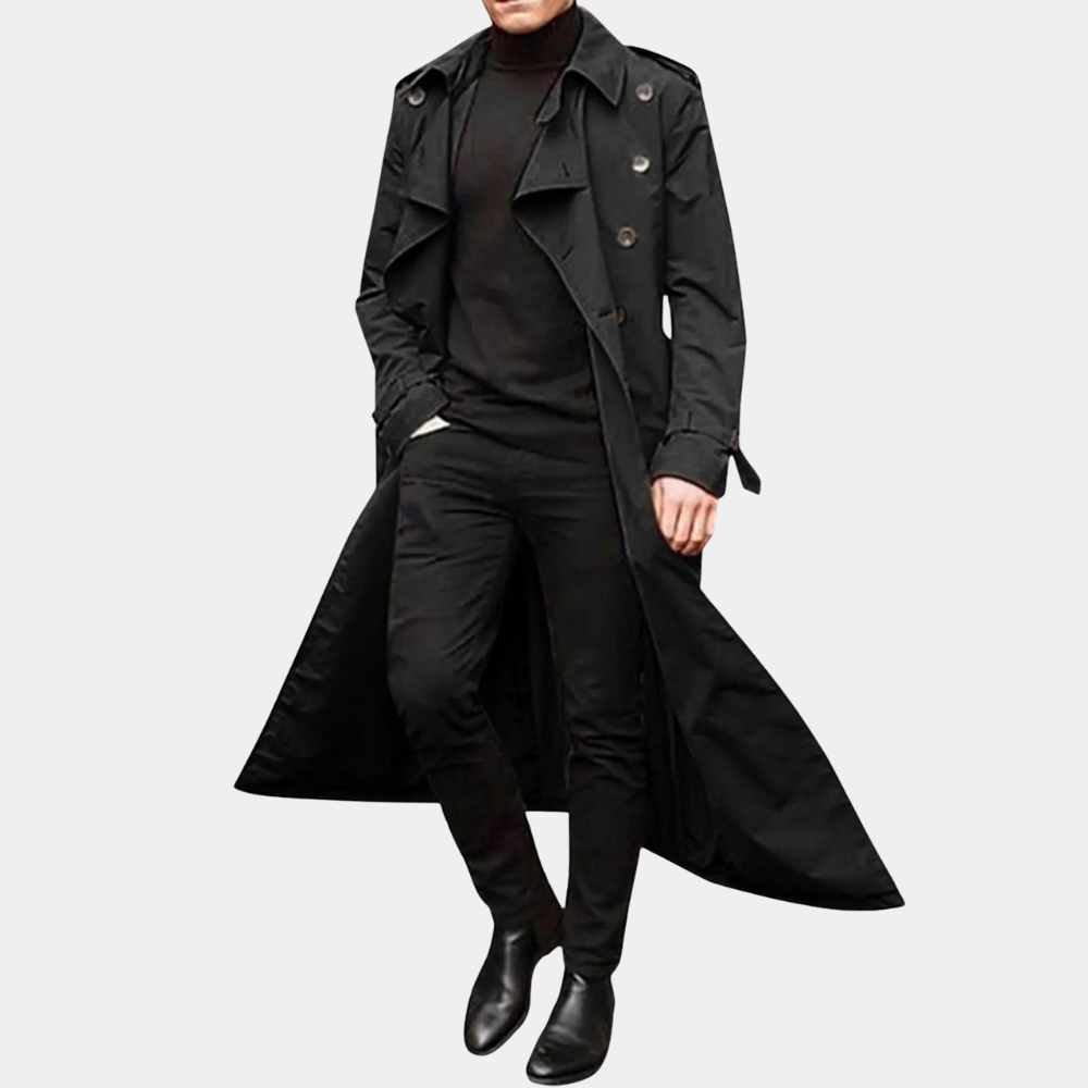 Cassian Men's Trench Coat – Long Water-Resistant Coat with a Classic Cut & Refined Style