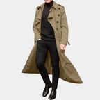 Cassian Men's Trench Coat – Long Water-Resistant Coat with a Classic Cut & Refined Style