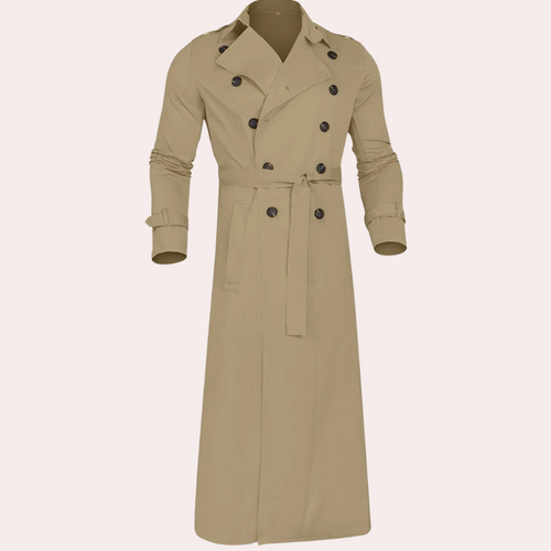 Cassian Men's Trench Coat – Long Water-Resistant Coat with a Classic Cut & Refined Style
