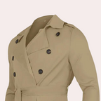 Cassian Men's Trench Coat – Long Water-Resistant Coat with a Classic Cut & Refined Style