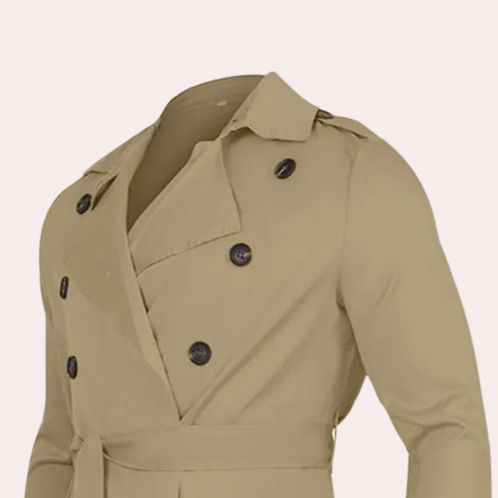 Cassian Men's Trench Coat – Long Water-Resistant Coat with a Classic Cut & Refined Style