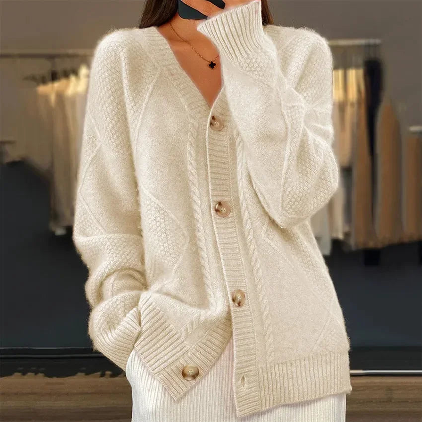 Emrys Women's Cardigan – Plush Cashmere Button-Front Sweater with Refined Full-Length Sleeves