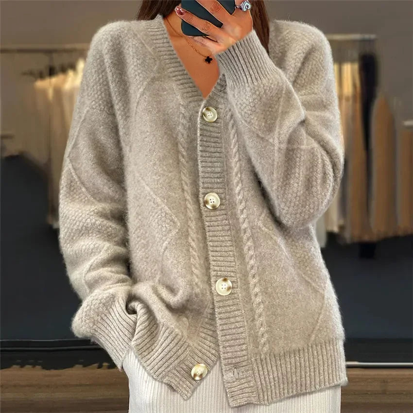 Emrys Women's Cardigan – Plush Cashmere Button-Front Sweater with Refined Full-Length Sleeves