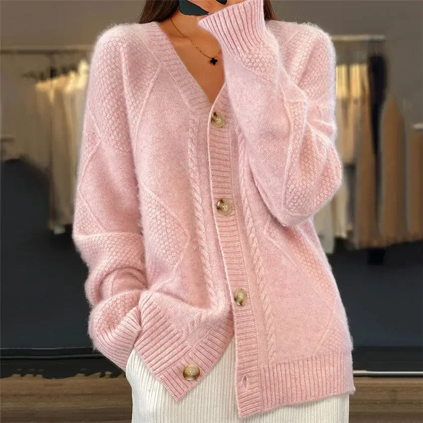 Emrys Women's Cardigan – Plush Cashmere Button-Front Sweater with Refined Full-Length Sleeves