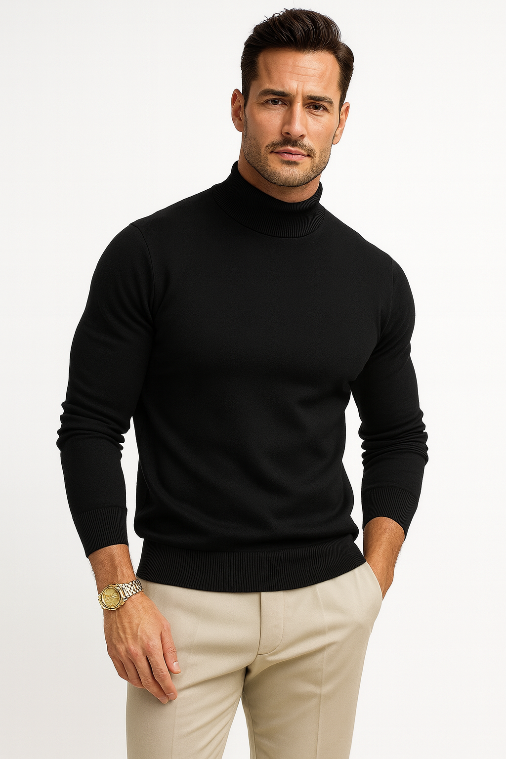 Zinnia Men's Turtleneck Sweater – Premium Soft-Knit Fabric in a Sleek, Contemporary Style