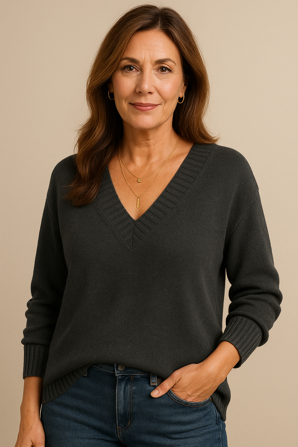 Yseult Women's V-Neckline Cashmere Sweater – 100% Premium Cashmere in a Plush, Cozy, Timeless Fit