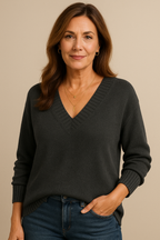 Yseult Women's V-Neckline Cashmere Sweater – 100% Premium Cashmere in a Plush, Cozy, Timeless Fit