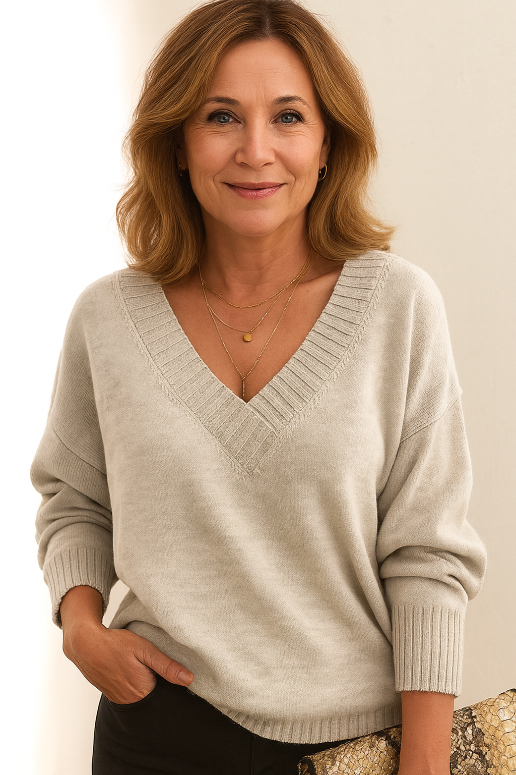 Yseult Women's V-Neckline Cashmere Sweater – 100% Premium Cashmere in a Plush, Cozy, Timeless Fit