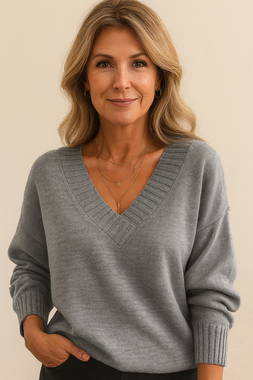 Yseult Women's V-Neckline Cashmere Sweater – 100% Premium Cashmere in a Plush, Cozy, Timeless Fit