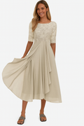 Nyla Refined Women's Dress – Lace & Chiffon Dress, A-Line Cut, Midi Length & Short-Sleeve Design