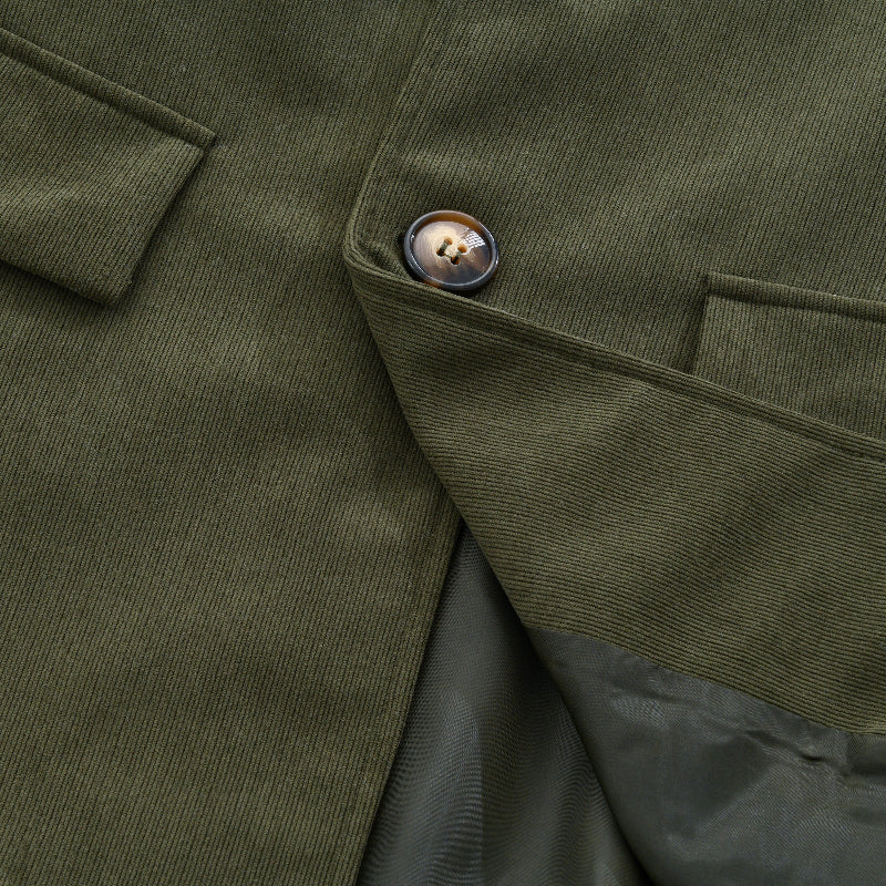 Liora Men's Corduroy Coat – Tailored Fit with Mandarin Collar & Refined Side Slip Pockets