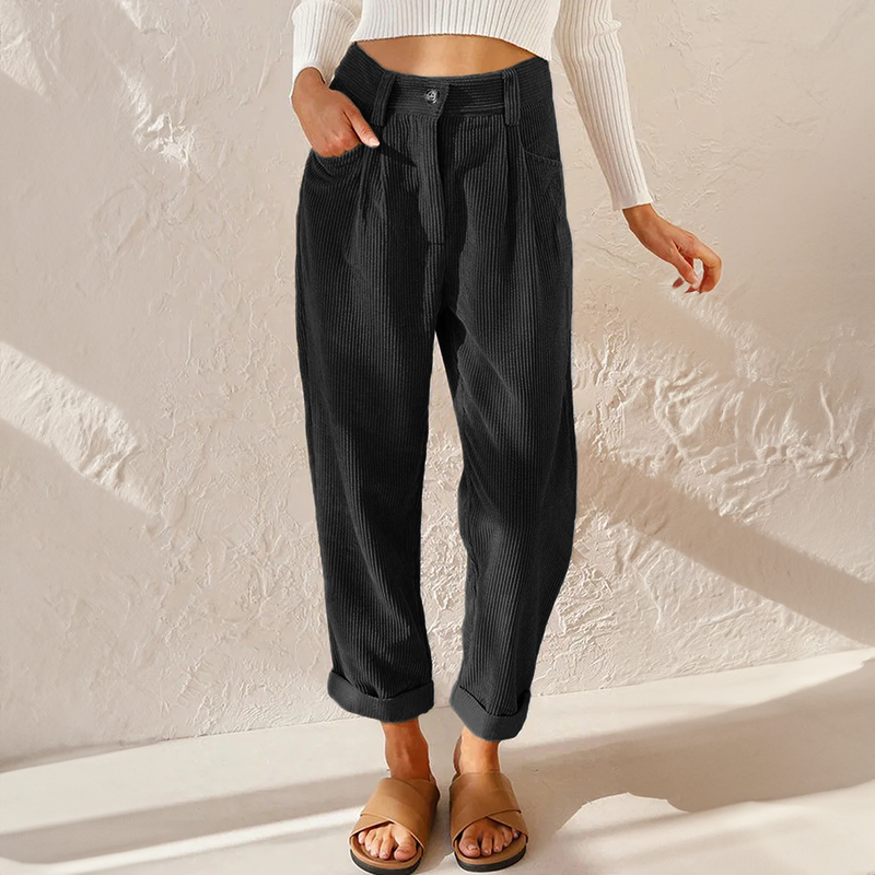 Emeric Women's Corduroy Pants – Cozy High-Rise Waist & Wide Legs for a Relaxed Look