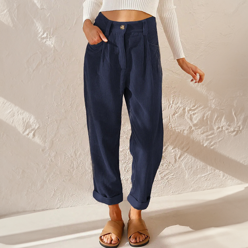 Emeric Women's Corduroy Pants – Cozy High-Rise Waist & Wide Legs for a Relaxed Look