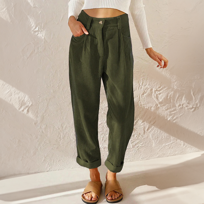 Emeric Women's Corduroy Pants – Cozy High-Rise Waist & Wide Legs for a Relaxed Look