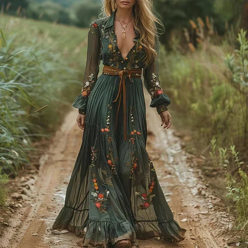Esme Boho Maxi Dress – Ruffled Women's Dress with a Relaxed, Refined Style