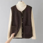 Orianna Women's Sleeveless Vest – Cozy Sherpa Shearling-Style Fabric, Lightweight & Casual
