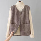 Orianna Women's Sleeveless Vest – Cozy Sherpa Shearling-Style Fabric, Lightweight & Casual