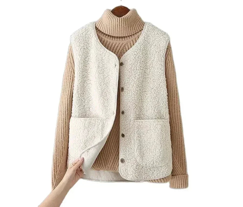 Orianna Women's Sleeveless Vest – Cozy Sherpa Shearling-Style Fabric, Lightweight & Casual
