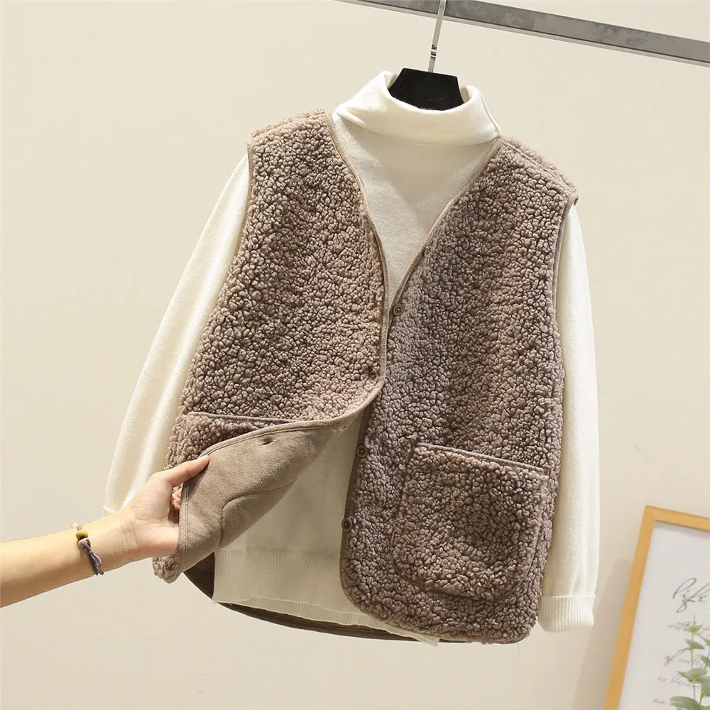 Orianna Women's Sleeveless Vest – Cozy Sherpa Shearling-Style Fabric, Lightweight & Casual
